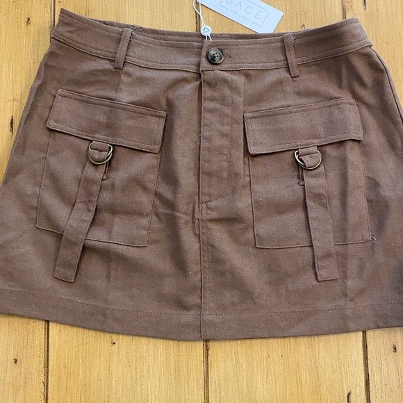 Brown Mini Skirt Pockets New Medium Sage the Label Linen & Cotton - Picture 12 of 12
